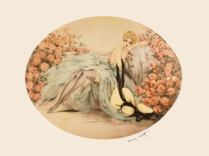 Icart Fashion Blond Lady Roses Flowers Vintage Poster Repro FREE SHIPPING