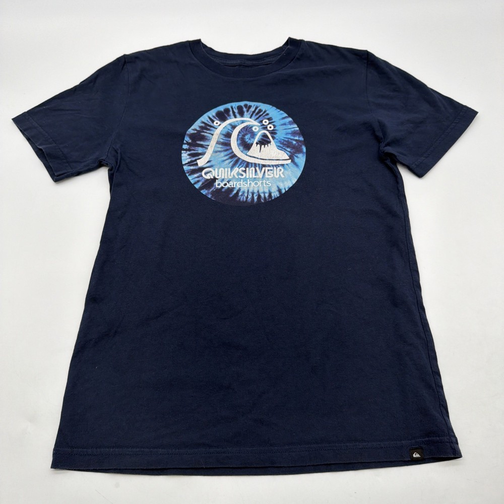 Quiksilver T-shirt Youth Boys L 14 Y Blue Graphic Print Logo 100% Cotton.#39655