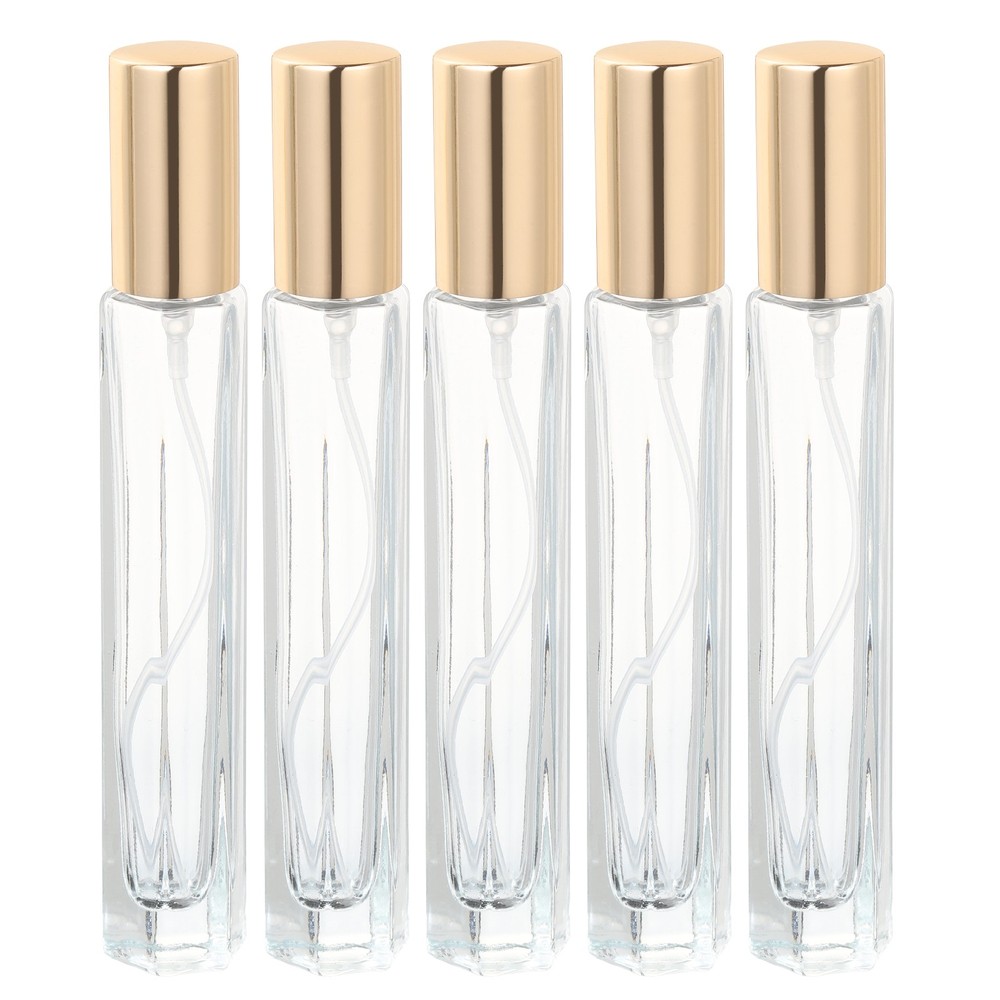 5-Pack 10ml Clear & Gold Fine Mist Refillable Spray Bottles