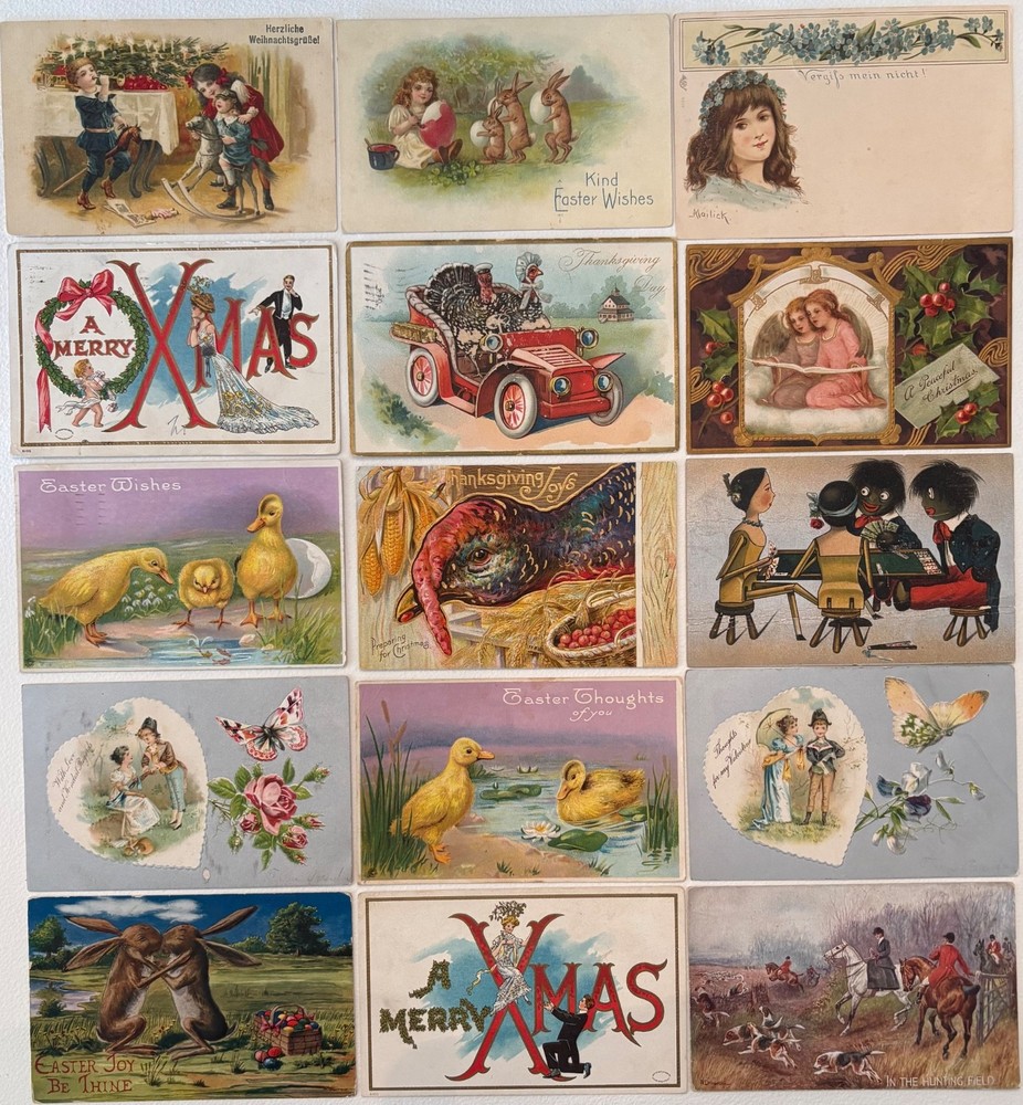 c.1900s vintage postcard lot of 27 Holiday, angels, children, & more+++