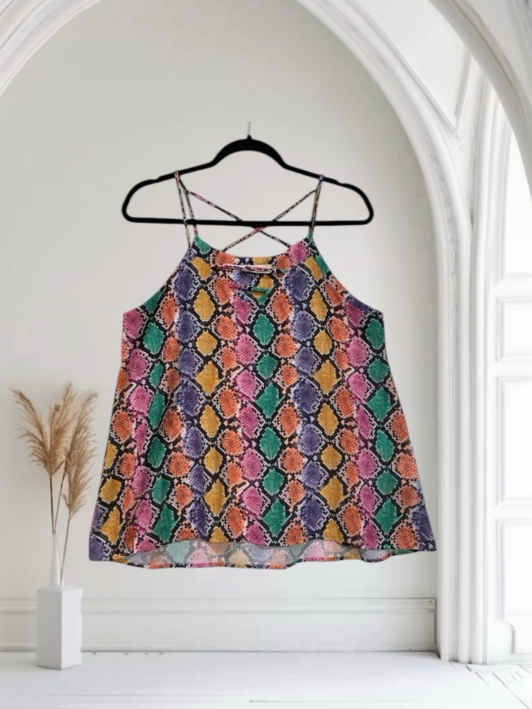 Peach Love California Snakeskin Print Cami Top Women’s Size Medium Y2K Boho Chic