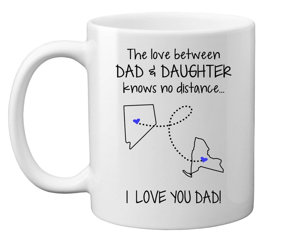 Fathers Day Gift From Daughter Map Mug Long Distance Love Between Father