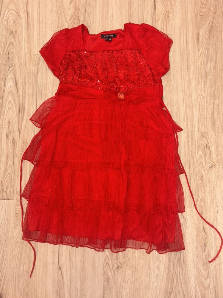 FANCY Girls Michelle Size 16 Sparkly Red Sequin Holiday Christmas Dress