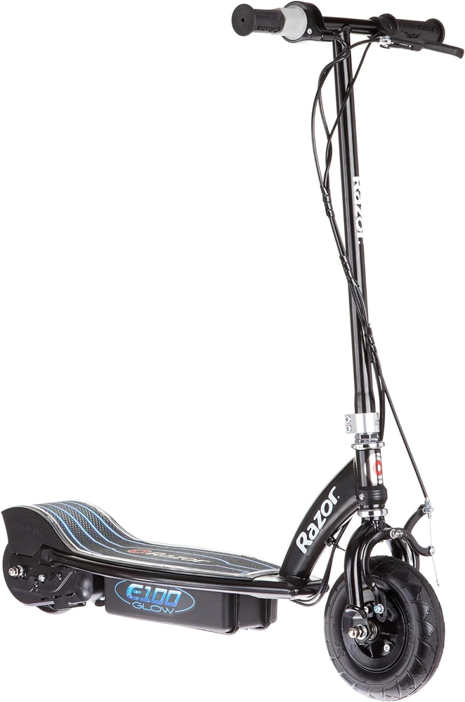 E100 Glow Kids Electric Scooter for Ages 8+ with LED Deck and 8 Inch Air-Filled Tires