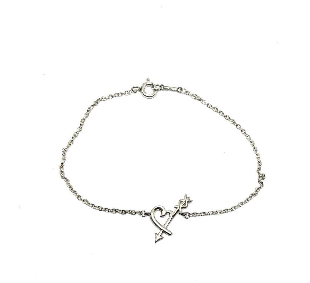 Tiffany Loving Heart Arrow Bracelet S925 Silver 18cm New