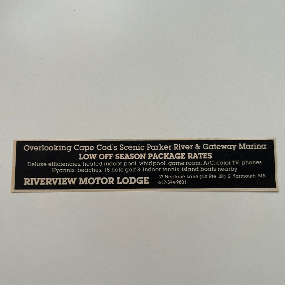 Riverview Motor Lodge Overlooking Parker River S Yarmouth MA 1985 Ad SAJ3-M12