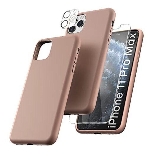 [5 in 1 for iPhone 11 Pro Max Cases, with 2 Pack Screen Protector + 2 Caramel