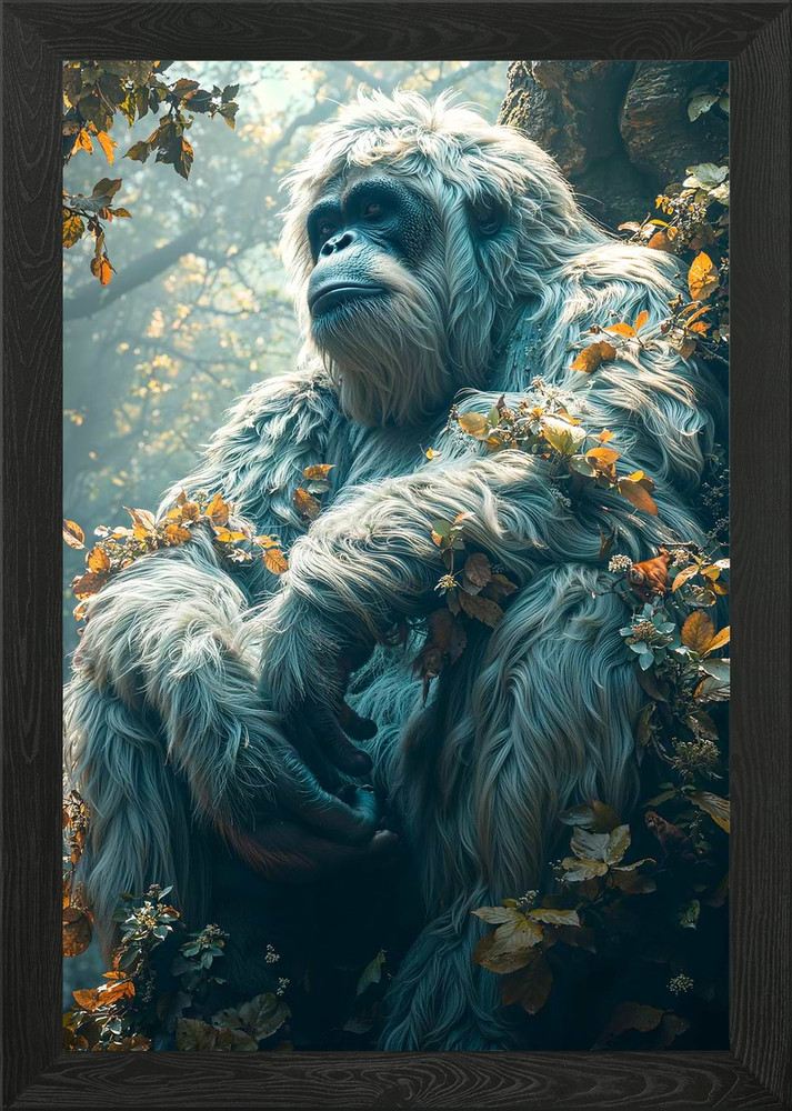 Yeti in the Forest Framed Wall Art Poster Canvas Print Picture