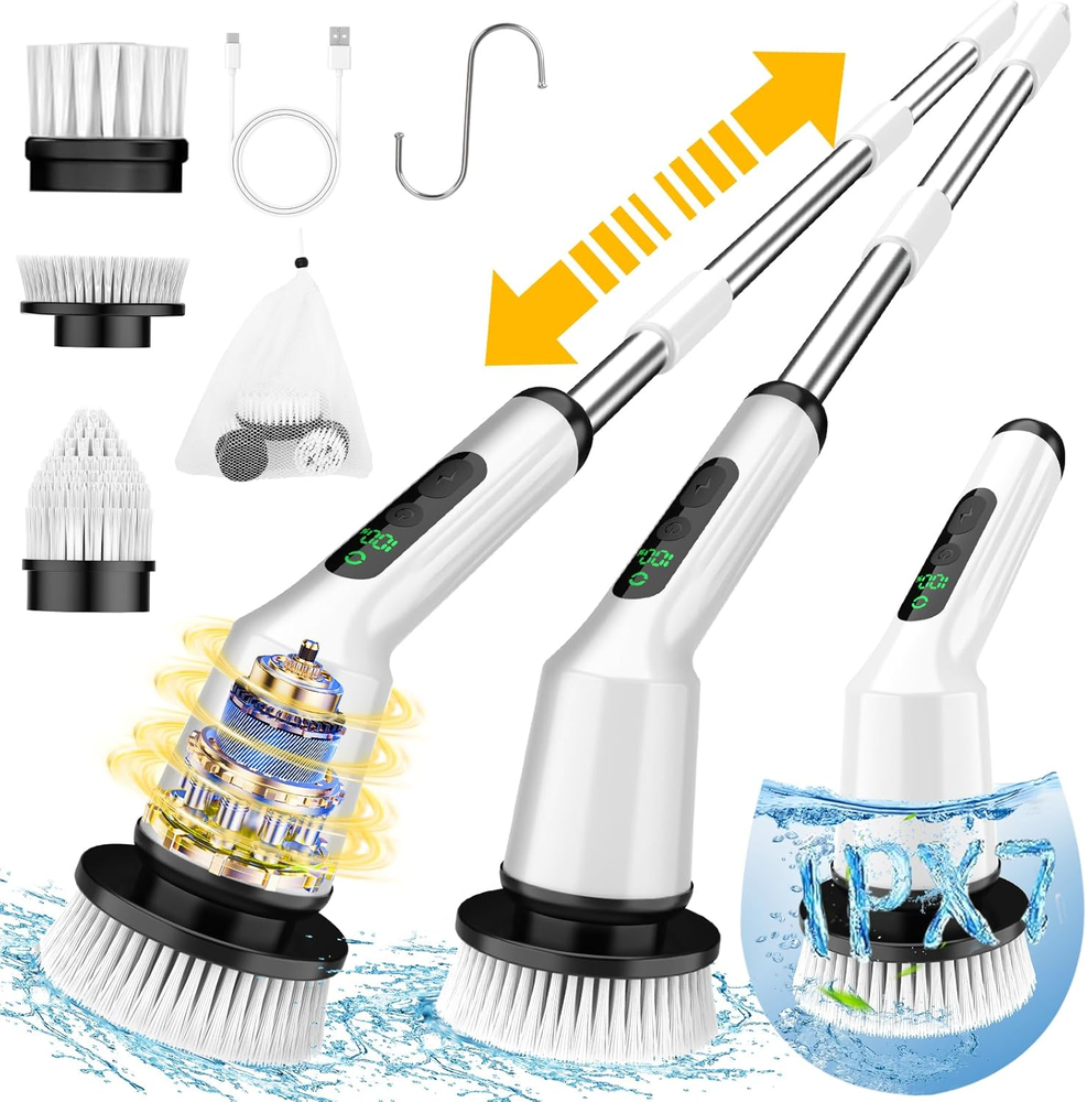 Electric Spin Scrubber for Cleaning Bathroom, Shower Scrubber Cordless Cleaning