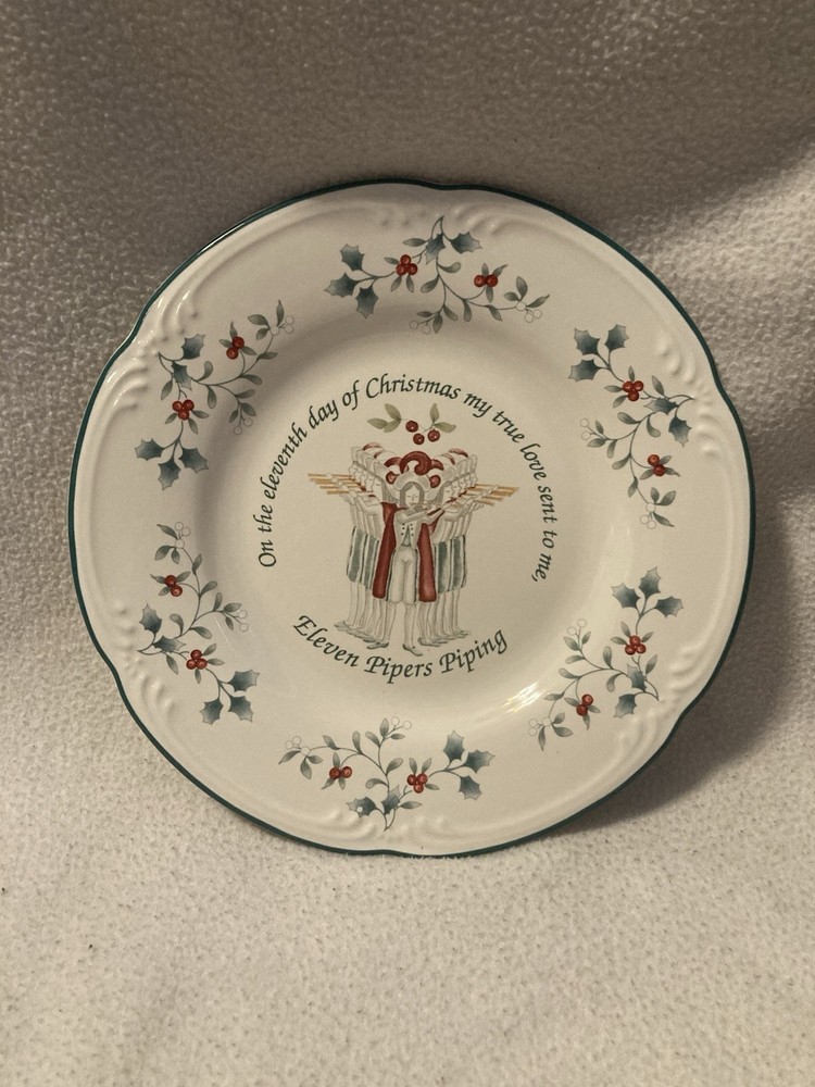 Pfaltzgraff 12 Days of Christmas Salad Plate – Eleven Pipers Piping Design