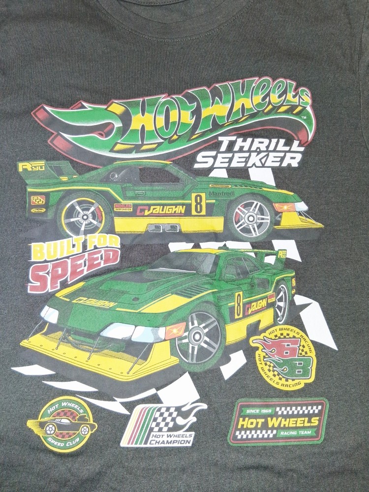 Hot Wheels Boys 2XL (18) T-Shirt Thrill Seeker Crew Neck Graphic Print