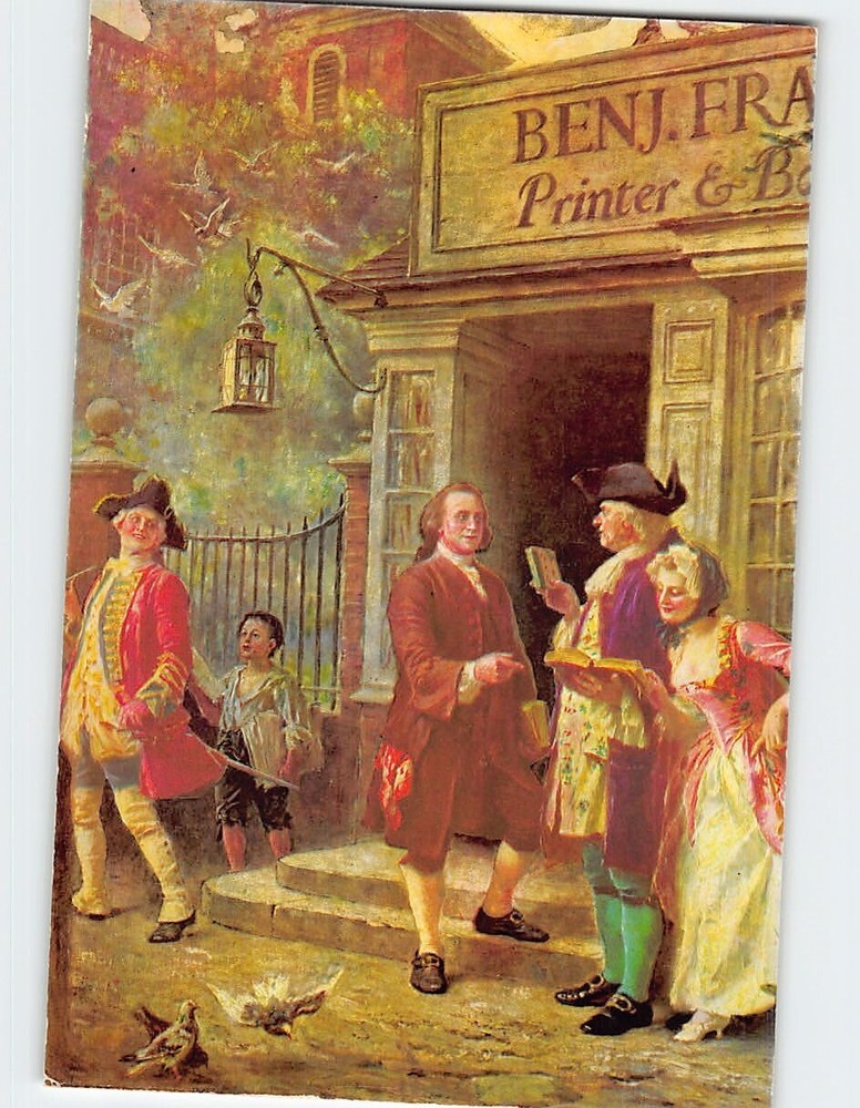 Postcard Franklin's Bookshop 1745 Painting Of JLG Ferris