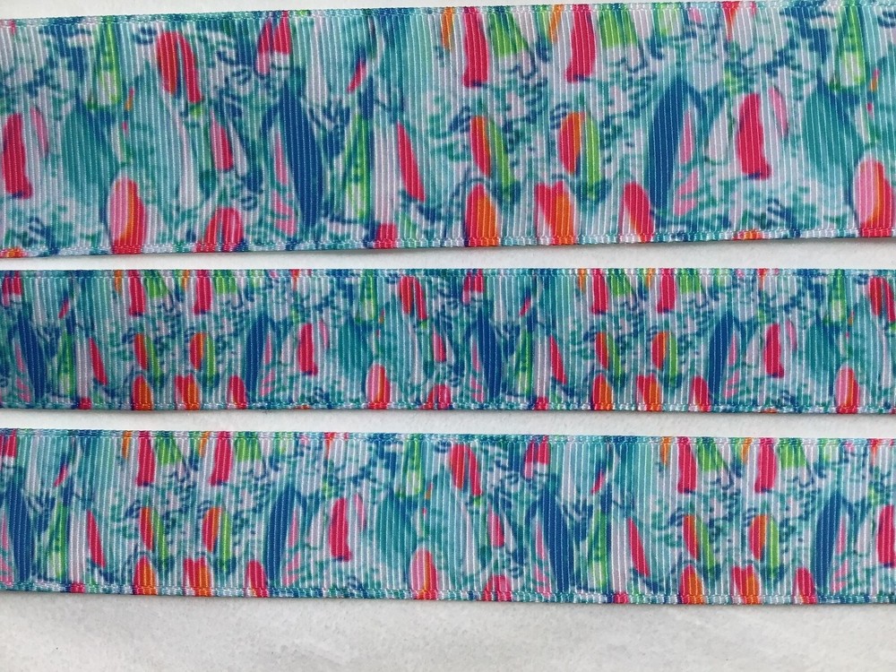Blue Pink Sailboat Nautical Ribbon in 7/8