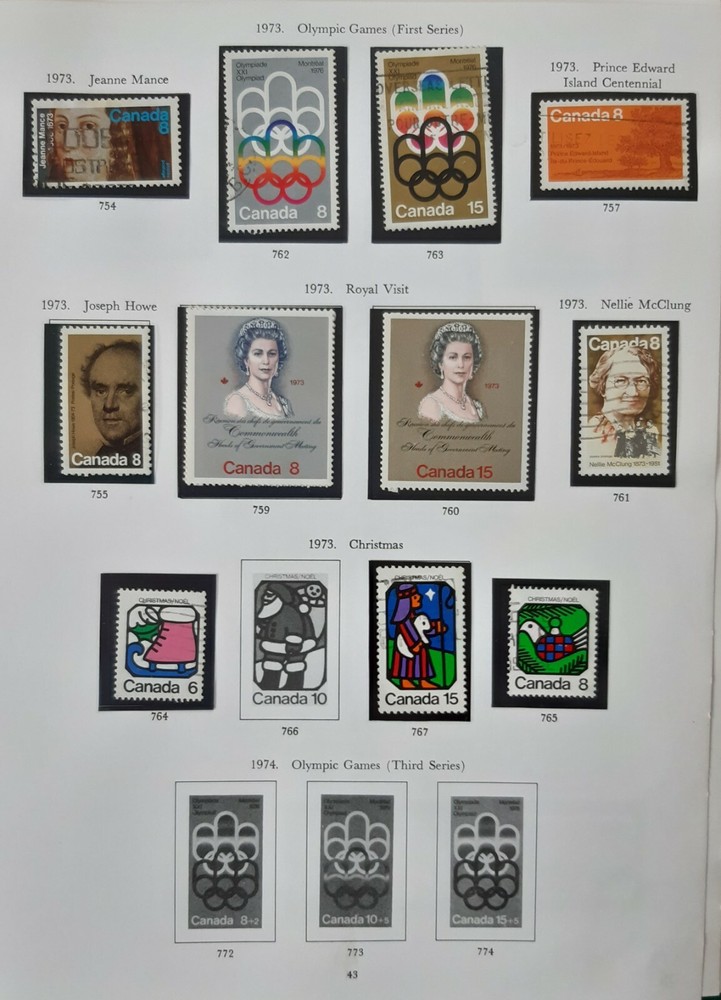 CANADA 1973 - 74 Queen Elizabeth II -  4 Album pages.