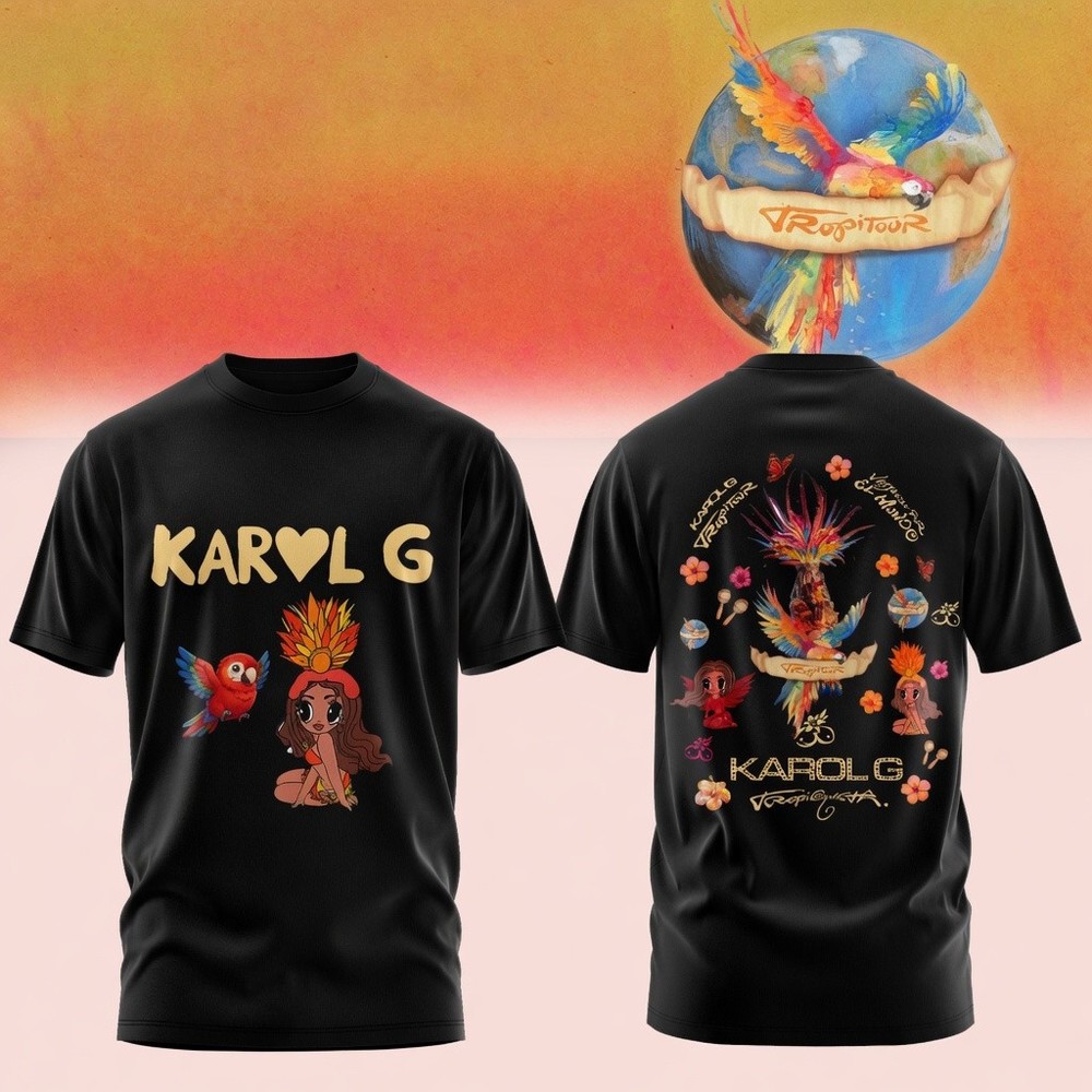 Karol G Viajando Por El Mundo Tropitour Midnight 2026 Edition T Shirt S-2XL