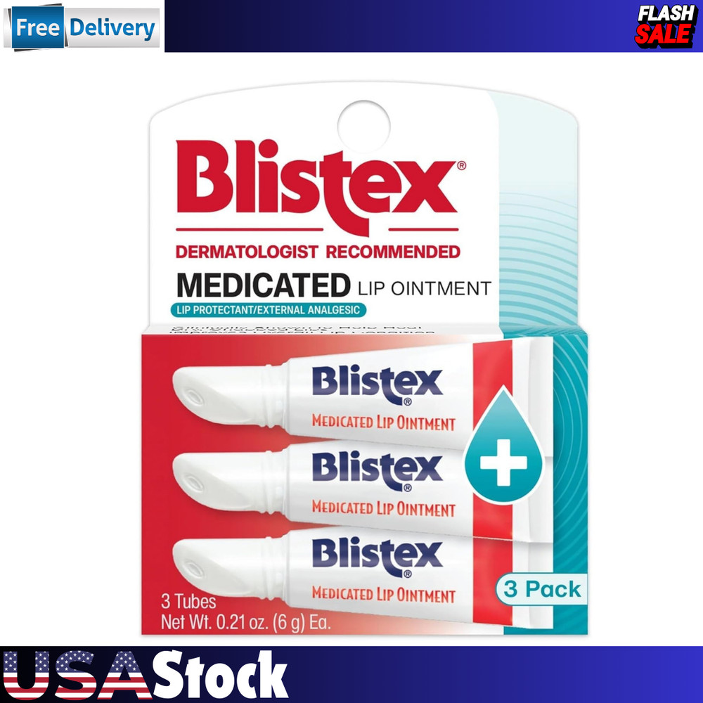 Blistex Medicated Lip Ointment 0.21 Oz Pack Of 3 Cold Sore Relief And Hydration