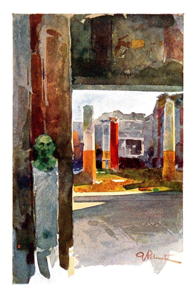 c1910 House of Cornelio Rufo Painting by Palanti Pompeii Italy Vintage Postcard