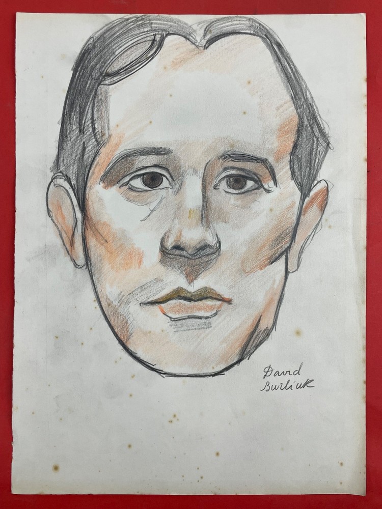David Burliuk Drawing on paper (Handmade) signed and stamped