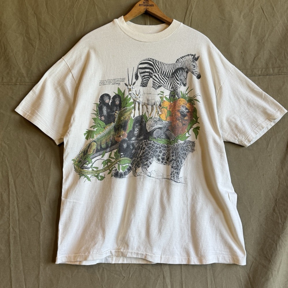 Vintage 80s/90s Endangered Species San Diego Zoo Animal T-Shirt Sz XL USA