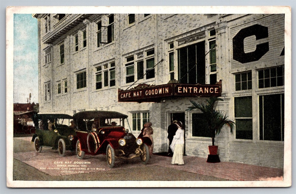 Cafe Nat Goodwin High Class Cabaret Cars Santa Monica CA C1910s Postcard W20