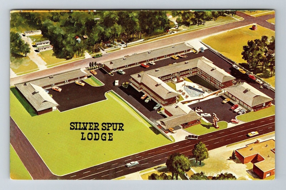 Dodge City KS-Kansas, Silver Spur Lodge, Aerial Scenic View, Vintage Postcard