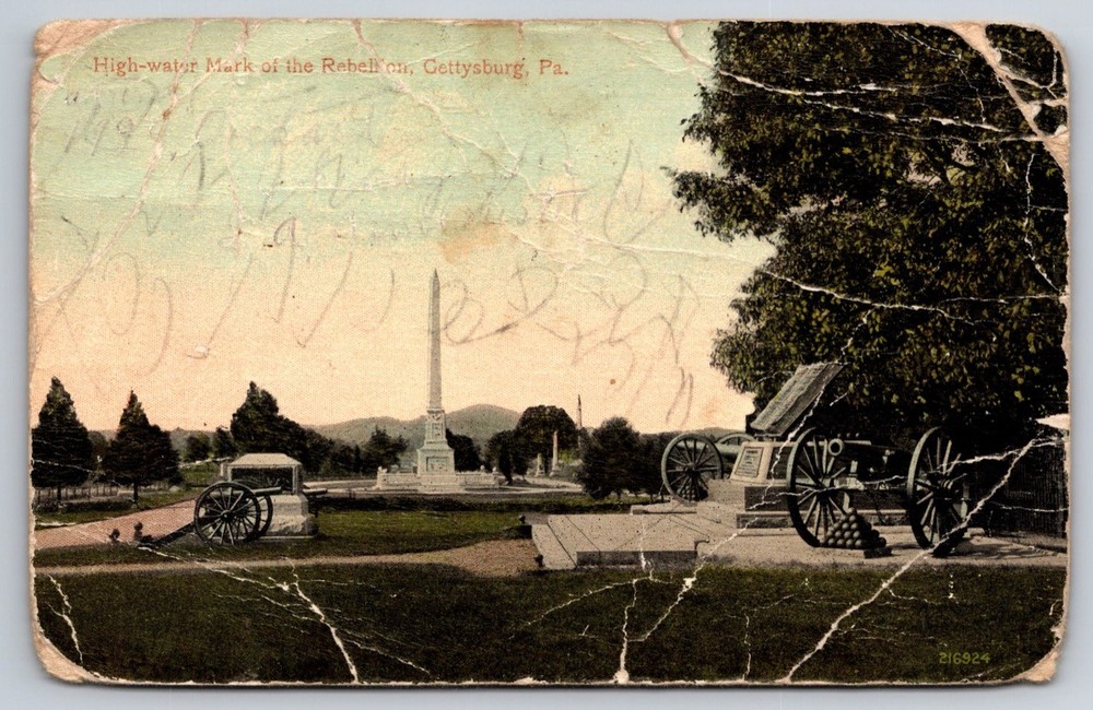 Gettysburg Pennsylvania Postcard High Water Mark of the Rebellion US Posted 1913