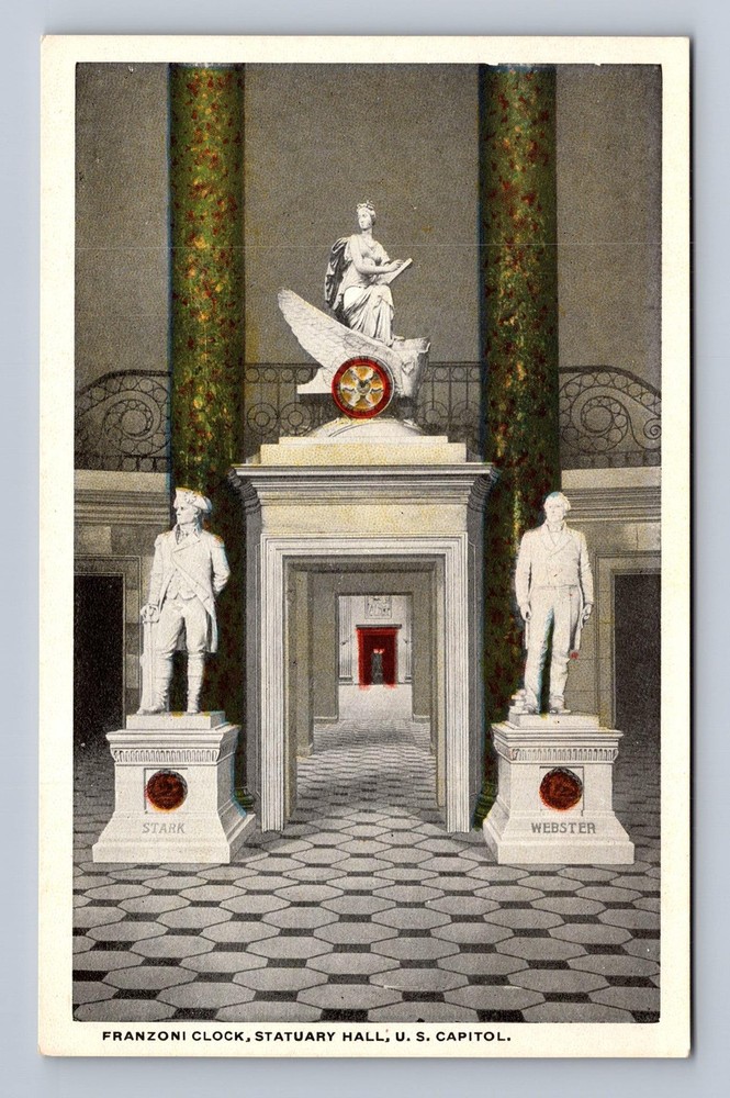 Washington DC-Franzoni Clock Statuary Hall US Capitol Vintage Postcard