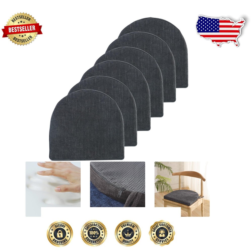 Comfortable 6-Pack U-Shaped Memory Foam Chair Cushions - Non-Slip Backing