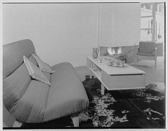 New York City NY Russel Wright 1951 Sofa to Fireplace Interior Design