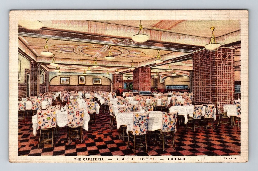 Chicago IL-Illinois, The Cafeteria, YMCA Hotel, Vintage Postcard