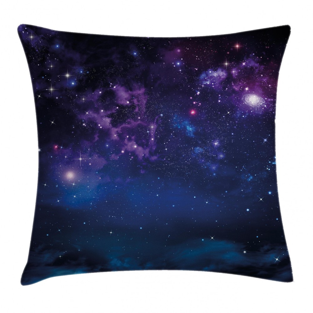 Milky Way Themed 16-Inch Space Stars Square Throw Pillow Cover