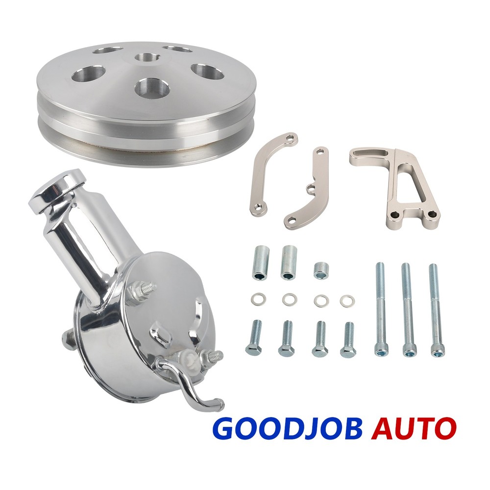 Saginaw Power Steering Pump Kit+2 Groove Pulley & Bracket for Chevy 350 400