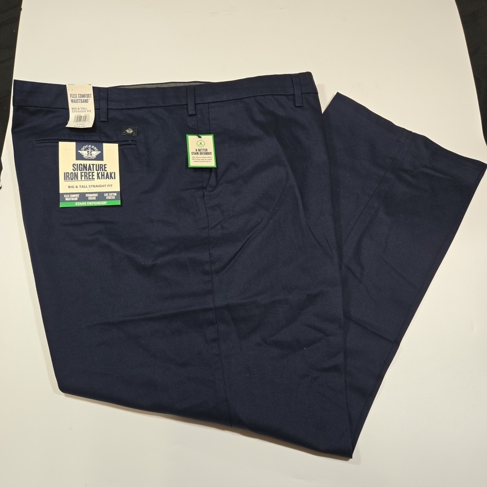 Dockers Signature Khaki Pants Mens 52x32 Big & Tall Straight Fit Blue NWT
