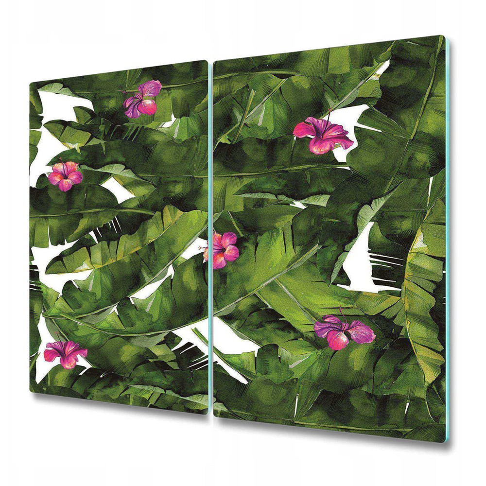 Glass Kitchen Chopping Board Worktop Saver Hibiscus Exotic Tropical 2x30x52