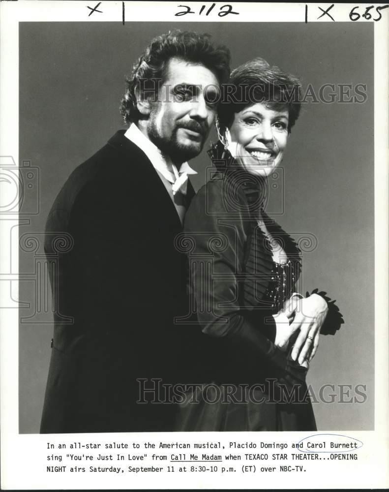 1982 Press Photo Carol Burnett, American actress and opera star, Placido Domingo