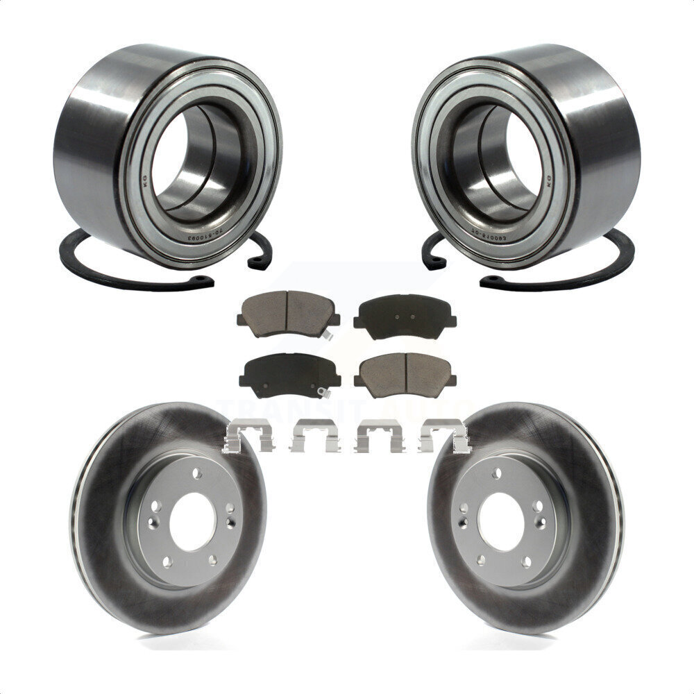 Hyundai Elantra GT Kia Forte Front Wheel Bearing Coated Brake Rotor Pads Kit