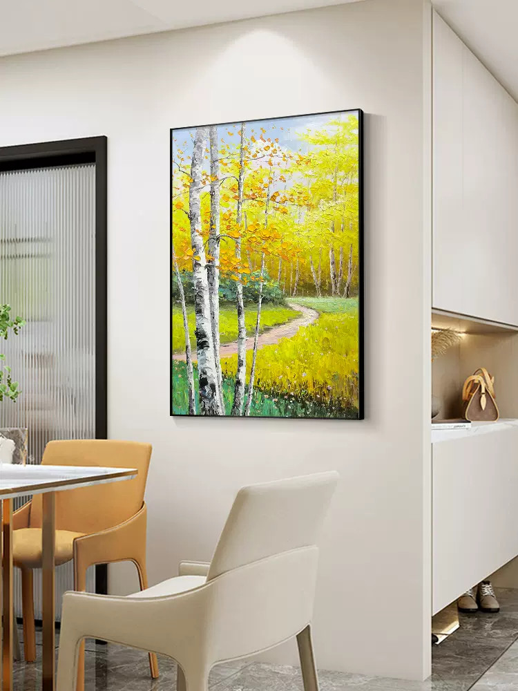 Landscape Forest Trees hand-painted Acrylic painting on canvas 36in Home decor