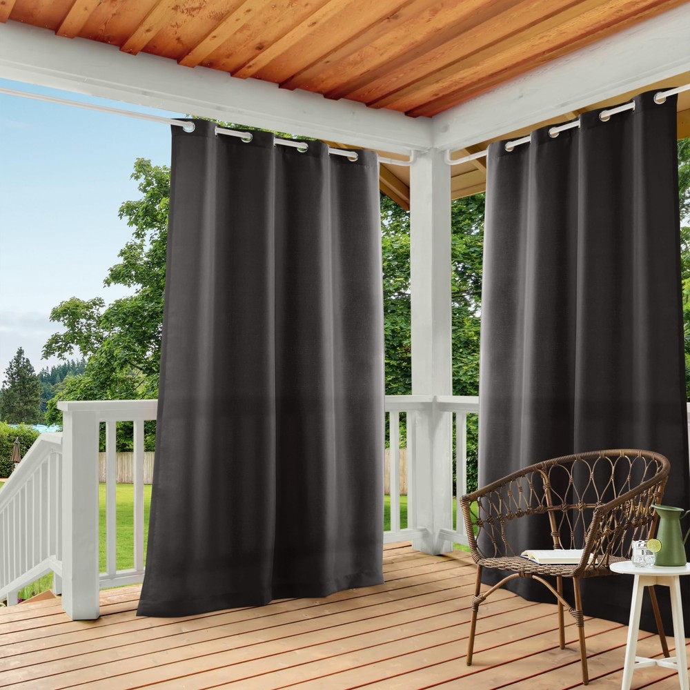 Cabana Solid Heavyweight Indoor Outdoor Curtains, Light Filtering Opacity wit...