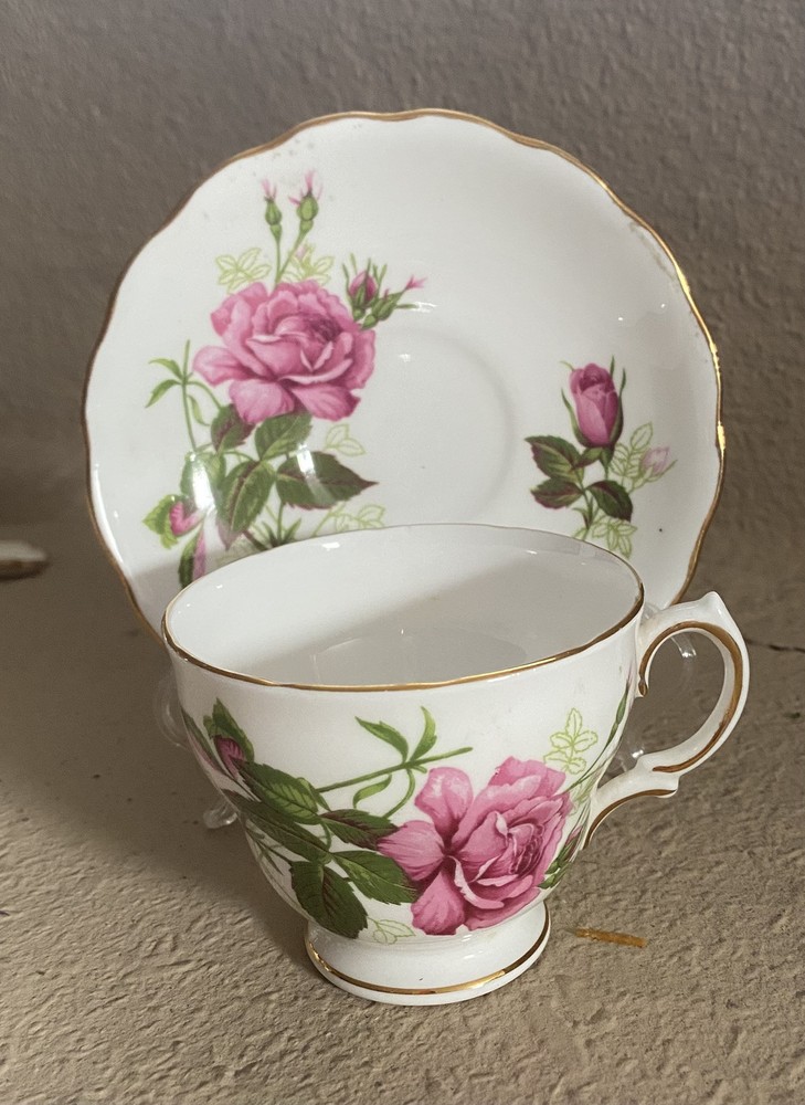 Royal Vale vintage Large Pink Rose teacup set