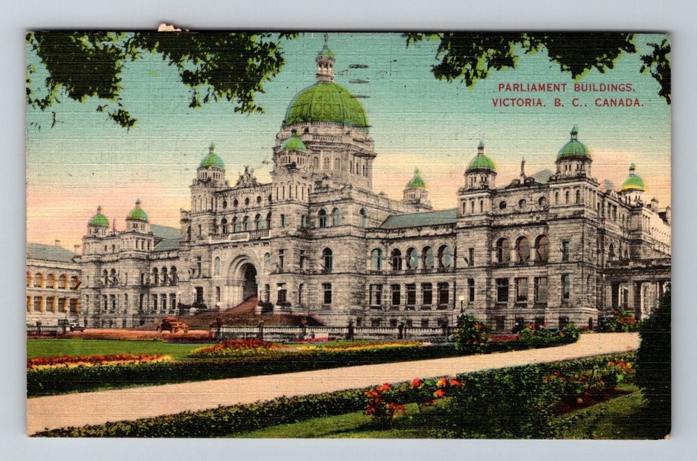 Canada- Victoria B.C. Parliament Buildings Old Card View Vintage c1947 Postcard