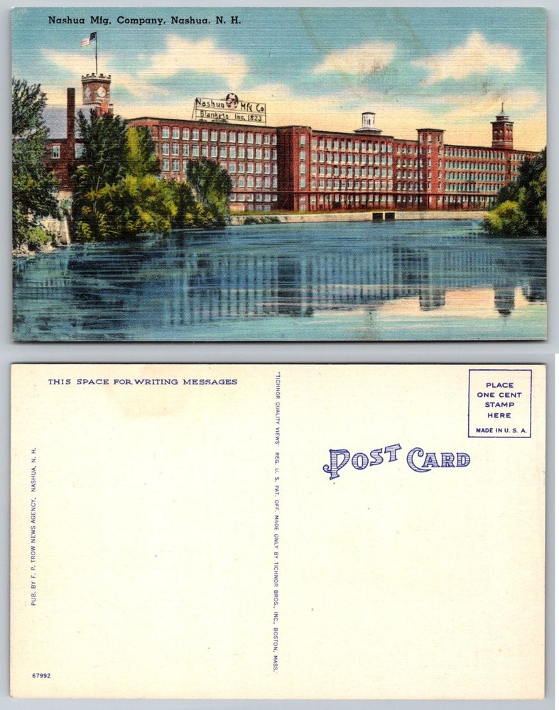 Nashua Mfg Company Mill Nashua NH Postcard Tichnor Bros Linen View