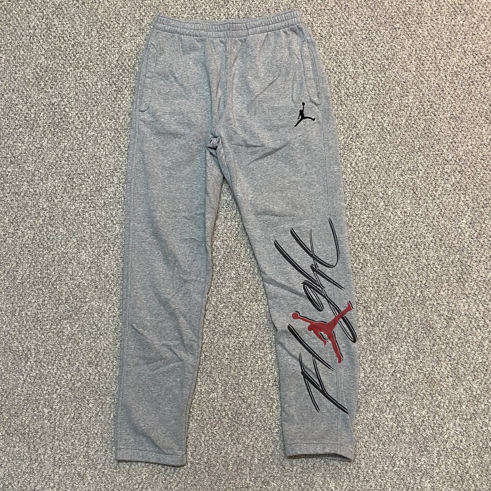 Nike Air Jordan Men's Sweatpants Medium Jogger Flight Spellout Jumpman Gray
