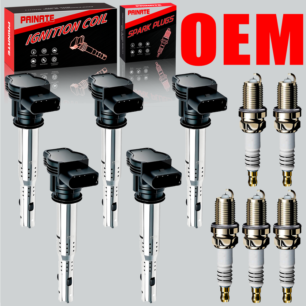 5X Brand OEM Ignition Coil & Iridium Spark Plug For Jetta Beetle Golf 2.5L UF575