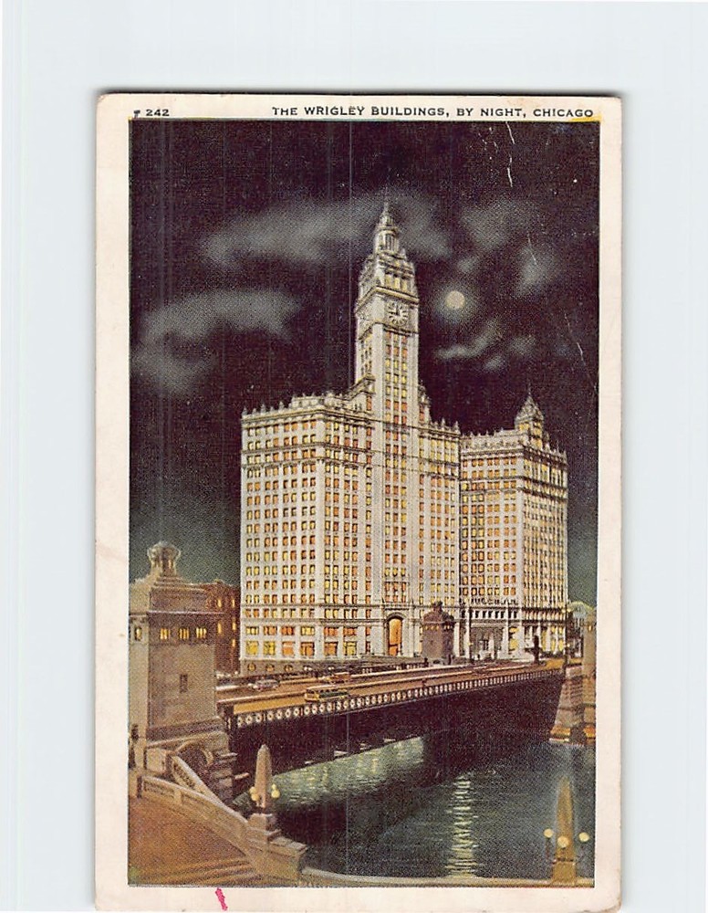 Postcard The Wrigley Buildings By Night Chicago Illinois USA