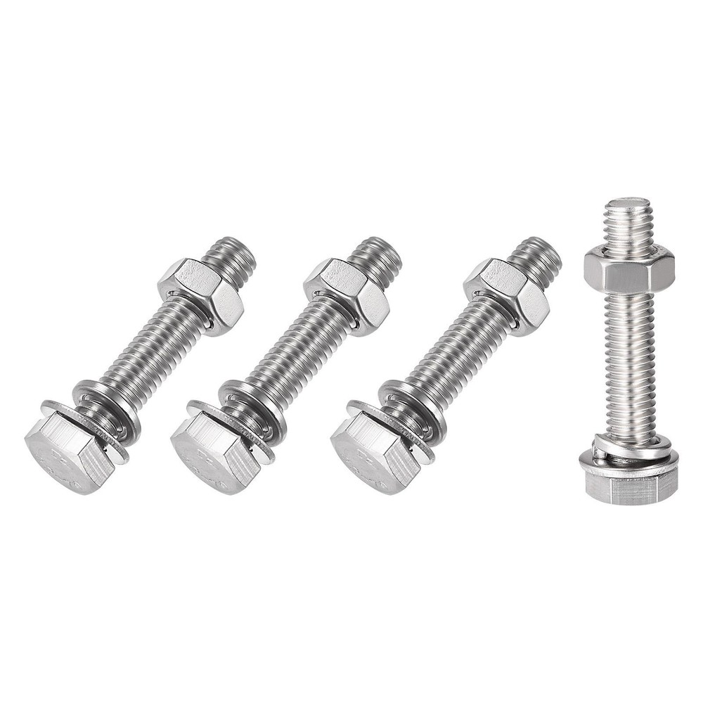 M8x40mm Hex Head Screws Bolts Nuts Washers Kit 4 Sets