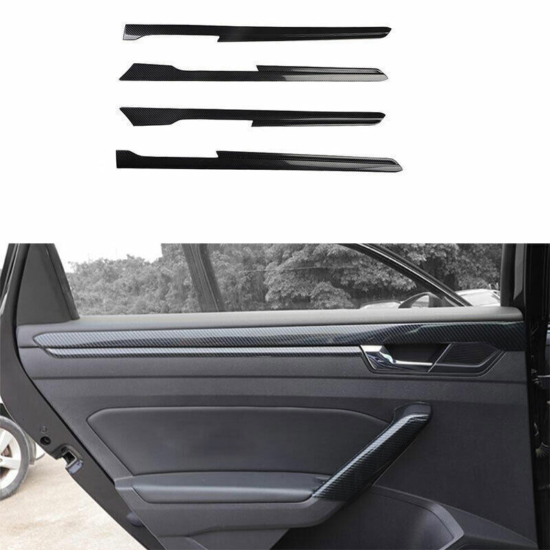 Fit For VW Passat B8 2016-2018 ABS Carbon Fiber Inner Door Panel Cover Trim 4PCS