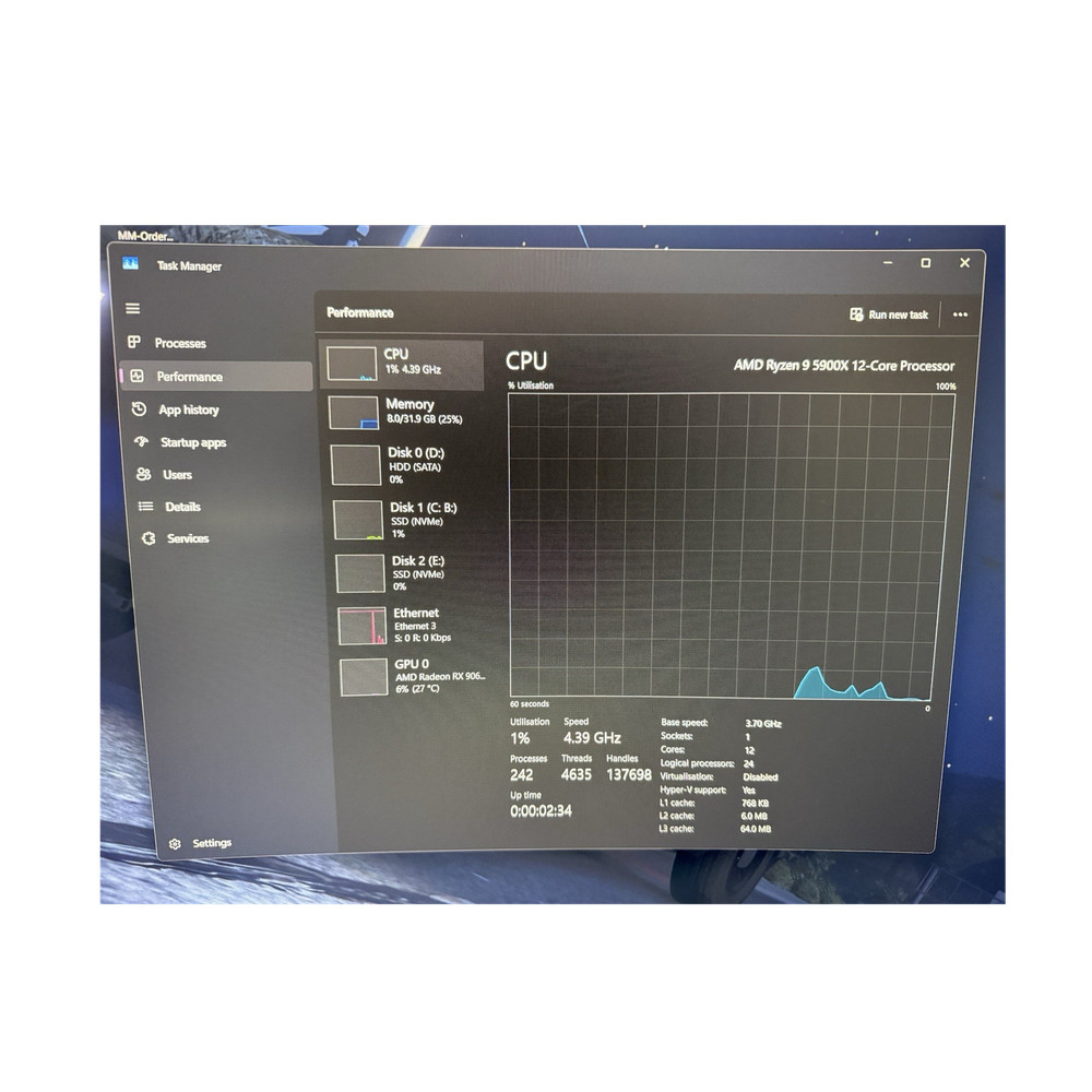 AMD Ryzen 9 5900X Tower Desktop 32GB RAM 9060 XT XFX 2TB HDD 1TB SSD Win11