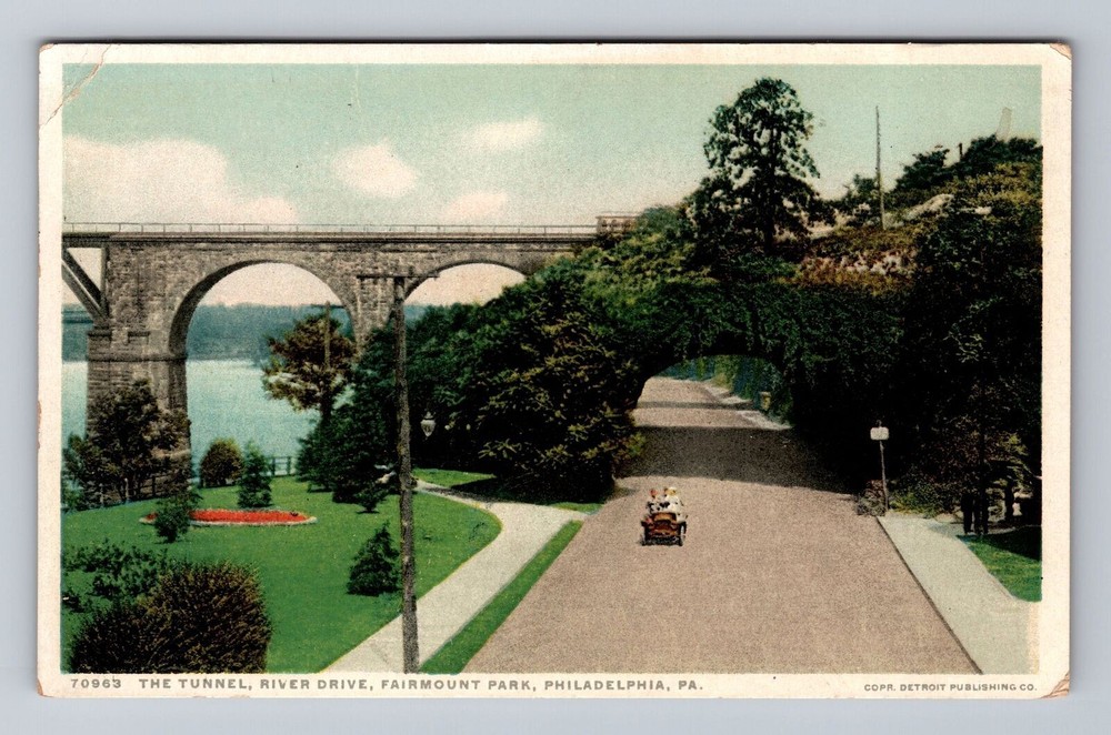 Pennsylvania PA Philadelphia The Tunnel River Drive Fairmount Vintage Postcard