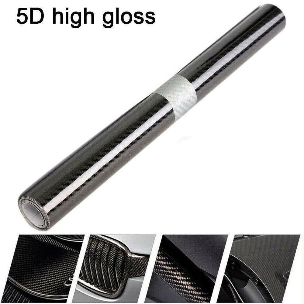 5D Stickers Glossy Carbon Fiber Vinyl Film Car Interior Wrap Auto Accessories