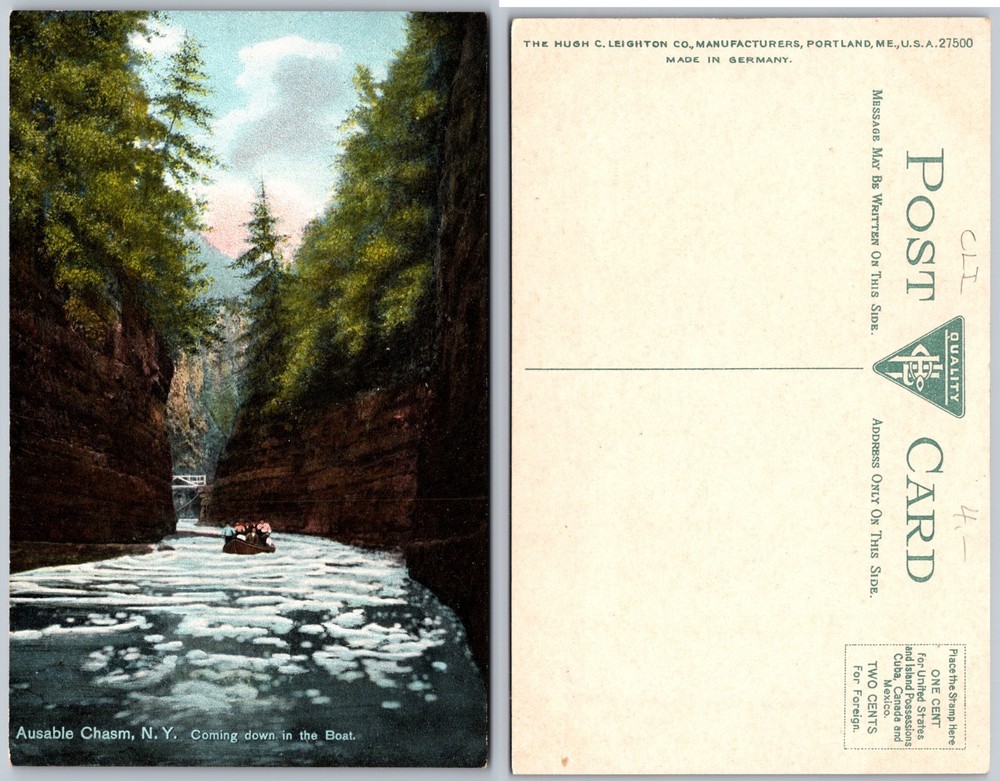 Ausable Chasm New York Boat Rapids Postcard